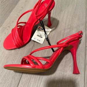 Zara Women's Vibrant Red Strappy Heels